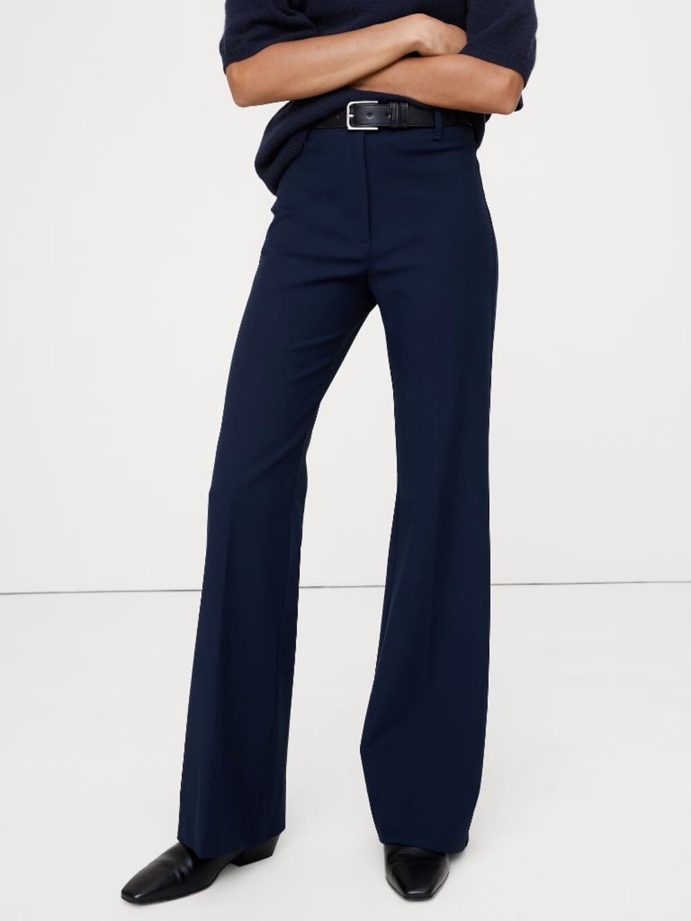 NEW!! Banana Republic Navy Blue Hi-Rise Modern Flare City Stretch Pant 10R